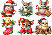 Christmas Animal Peeking Clipart, an Illustration by Canvas Craft (Thumbnail 3 of 8)
