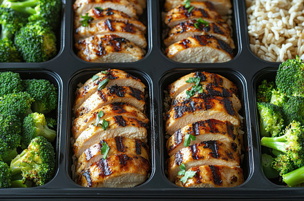 Healthy meal prep containers filled, a Background Photo by Pixeness