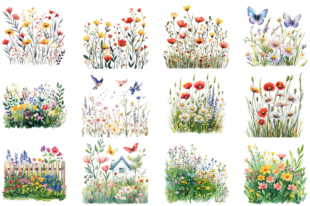 Spring Garden Pretty Clipart, an Illustration by DreamCafeArt (Photo 3 of 8)
