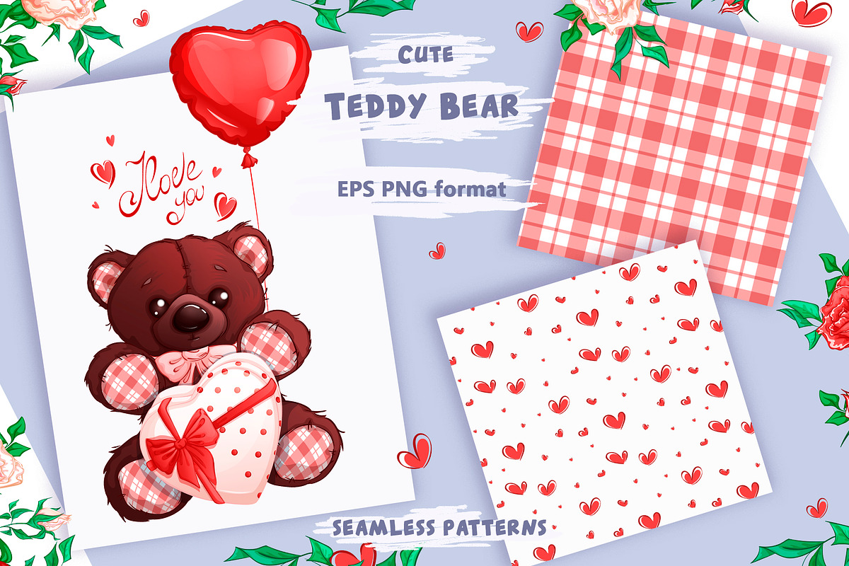 Teddy bear on Valentine's Day., an Illustration by Maycat_store (Photo 2 of 4)