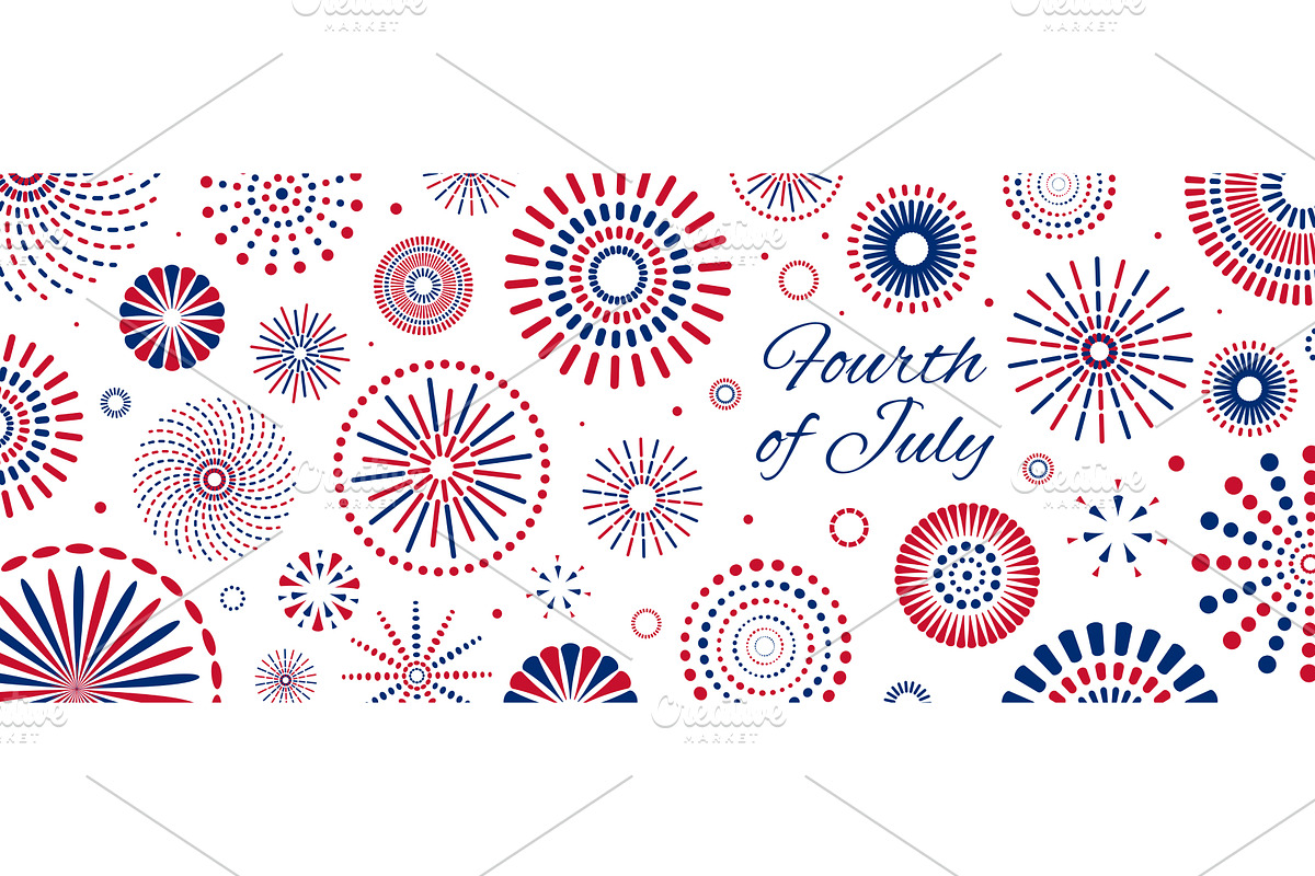Fourth of July blue, red fireworks, a Seasonal Illustration by sceptical cactus