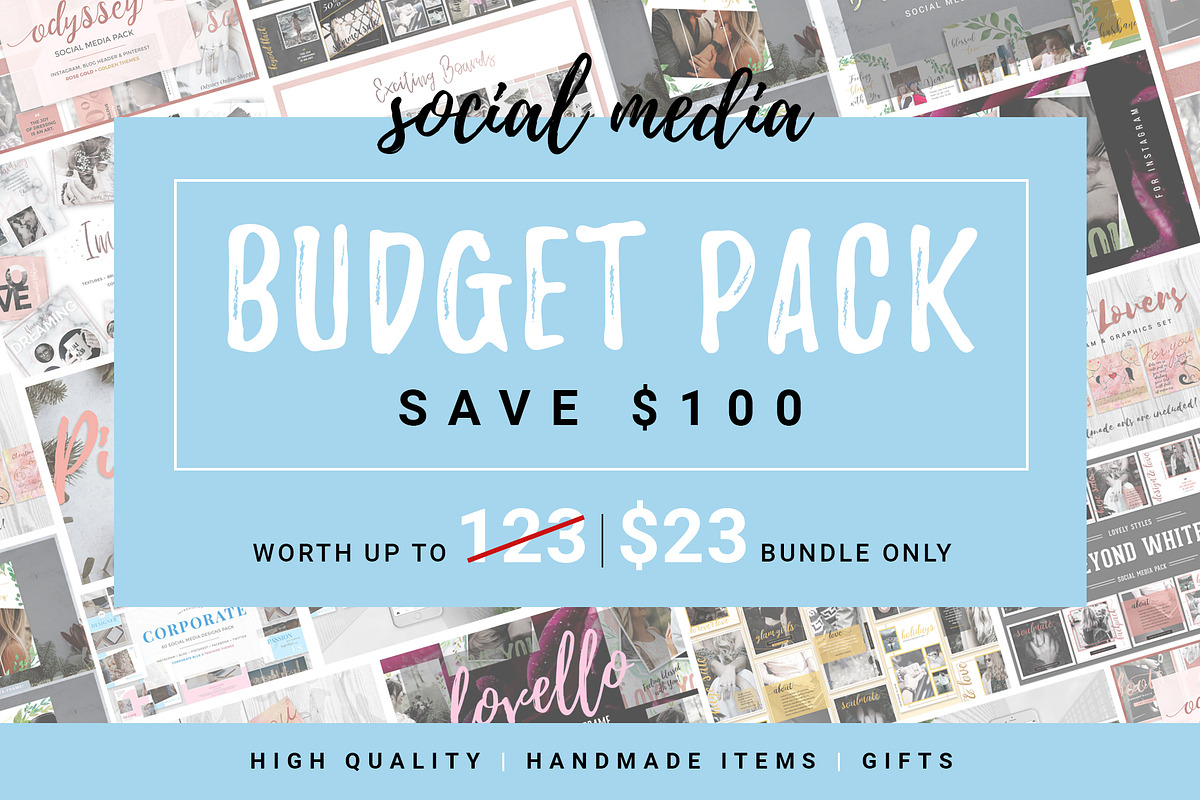 SAVE $100 Social Media Budget Pack, a Social Media Template by Typography Prime (Photo 1 of 24)