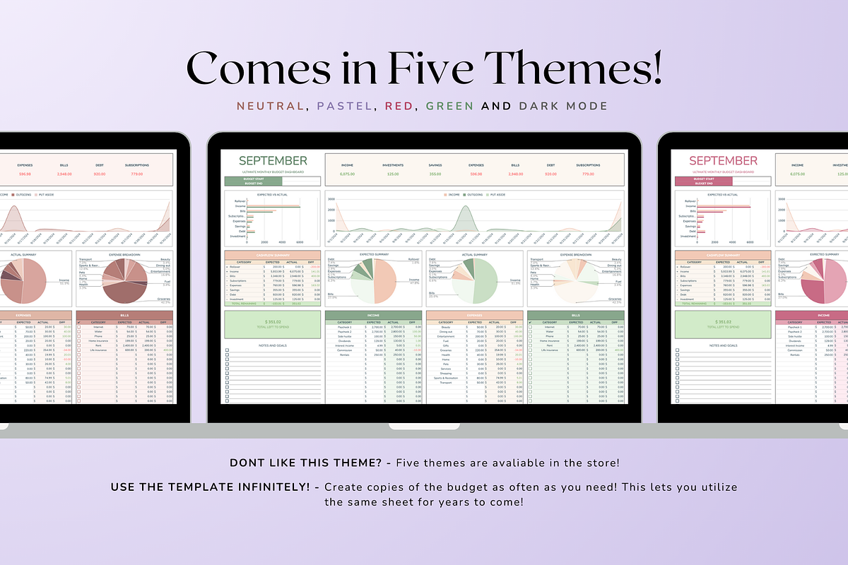 Ultimate Monthly Budget - Pastel, a Templates & Theme by The Creative Plans co (Photo 2 of 10)