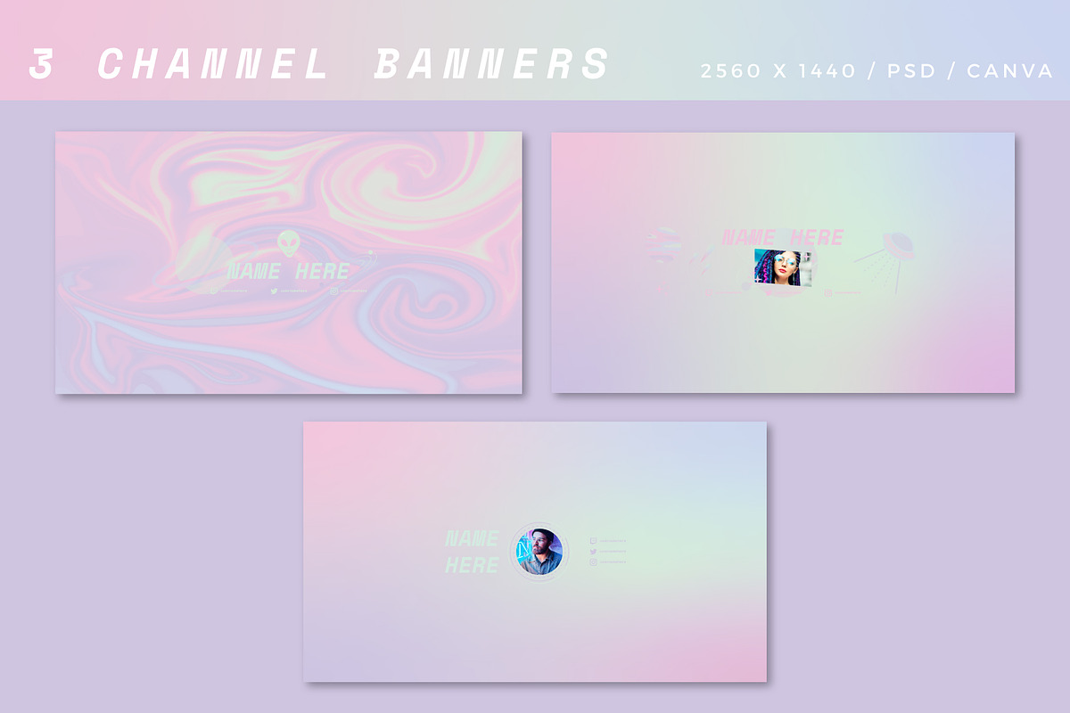 Youtube: Iridescent Branding Kit, a Social Media Template by Liseno Designs (Photo 3 of 6)