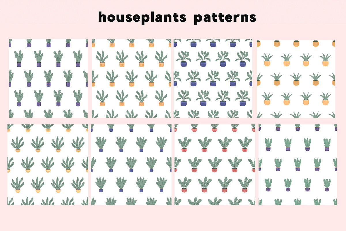 Houseplants Clipart & Patterns, a Graphic by IRSYART (Photo 4 of 8)