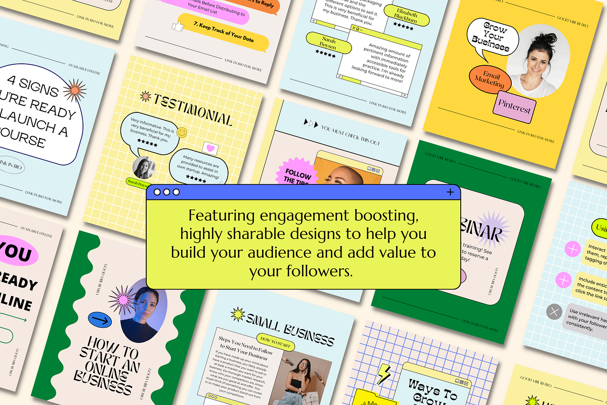 Retro Canva Instagram Booster Pack, a Social Media Template by Guavamelo Studio (Photo 2 of 15)