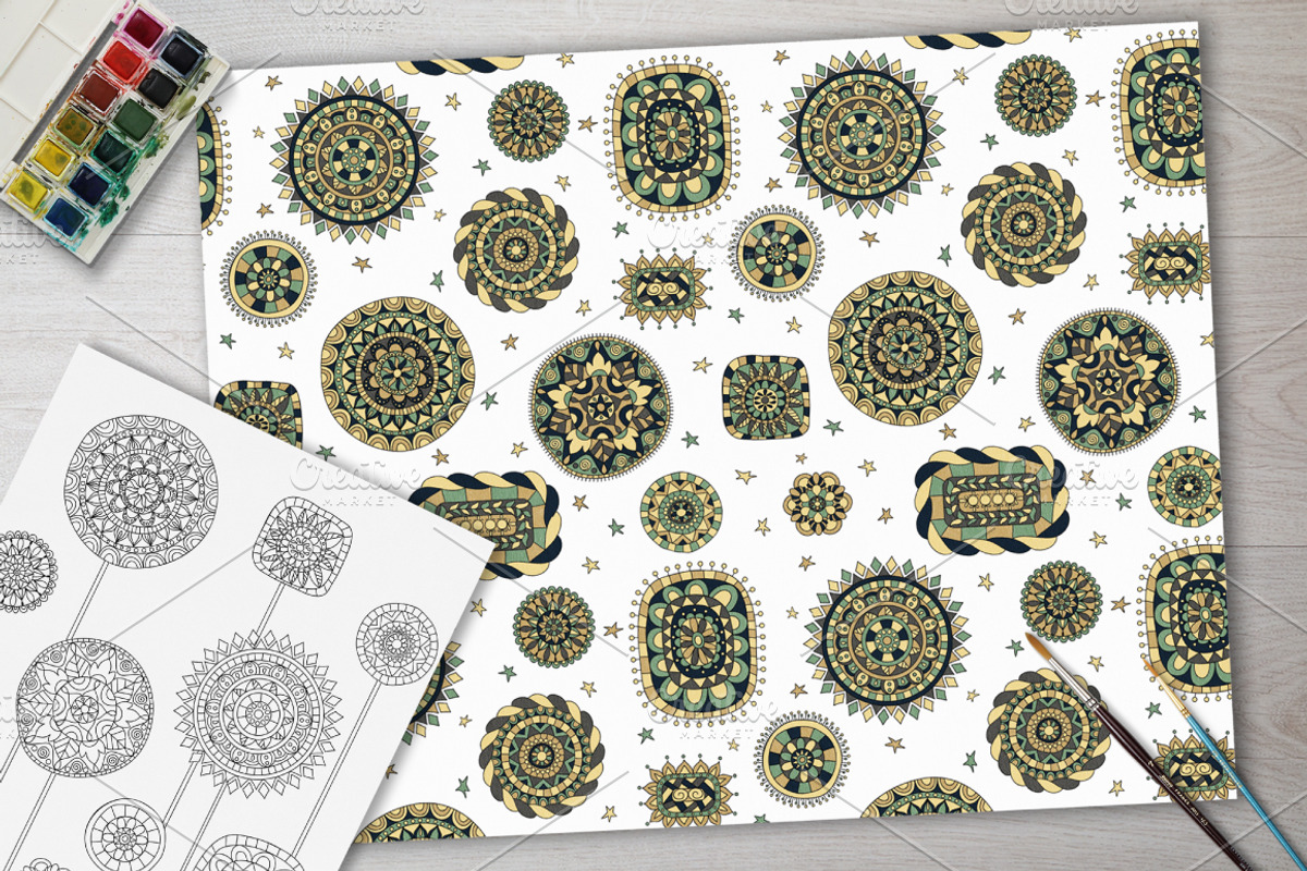 Ethnic Flowers Coloring Book, a Texture Illustration by Dasha_D (Photo 4 of 5)