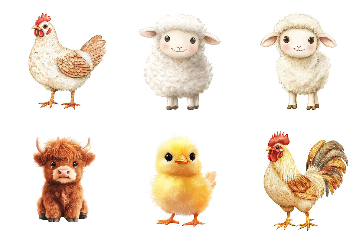 Watercolor Farm Animal Clipart, a Transportation Illustration by SinaCreation (Photo 5 of 6)