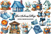 Blue Autumn Cottage Clipart, an Illustration by Daily.Designs (Thumbnail 1 of 5)