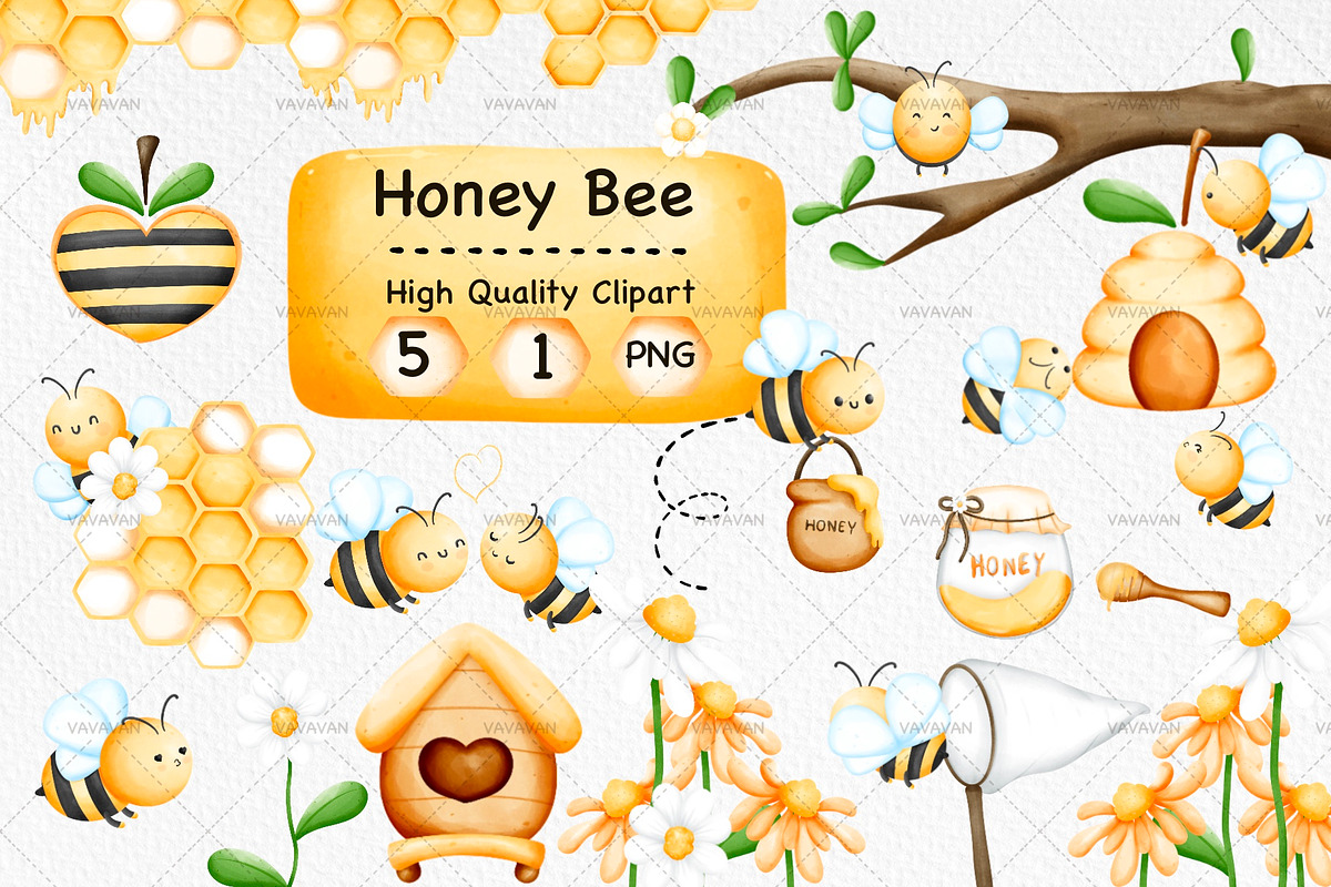Honey Bee Clipart, an Animal Illustration by Vavavan Artwork (Photo 1 of 5)
