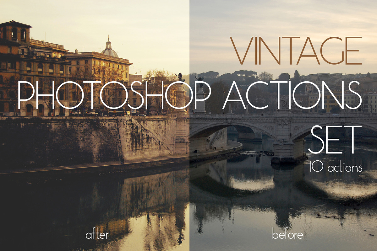 Vintage Photoshop Actions Set, an Action Add-On by Moo Graphics (Photo 1 of 6)