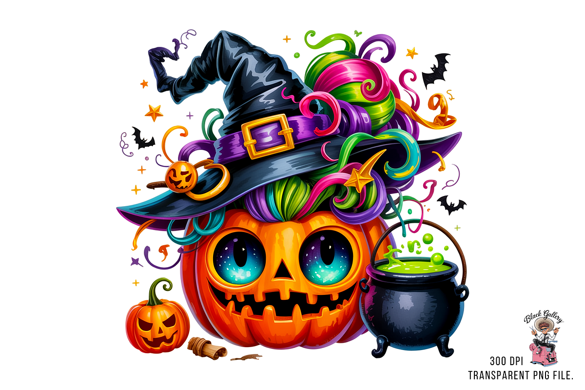 Witch Pumpkin Sublimation PNG Bundle, a Graphic by Clipart Bloom (Photo 7 of 11)