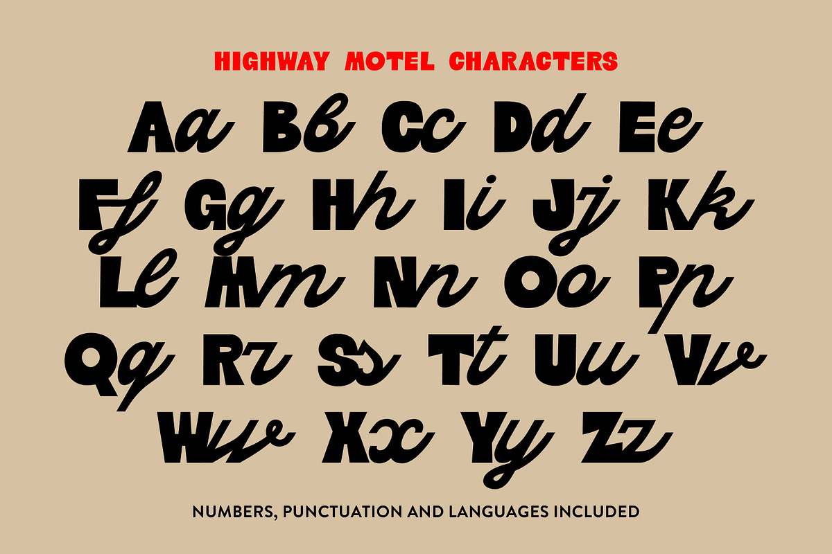 Highway Motel Retro Vibe Sans Script, a Script Font by Struvictory.art (Photo 6 of 10)