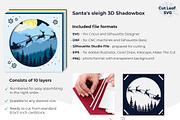 Santa Sleigh SVG 3d Shadow box, a Seasonal Illustration by CutLeafSvg (Thumbnail 4 of 6)