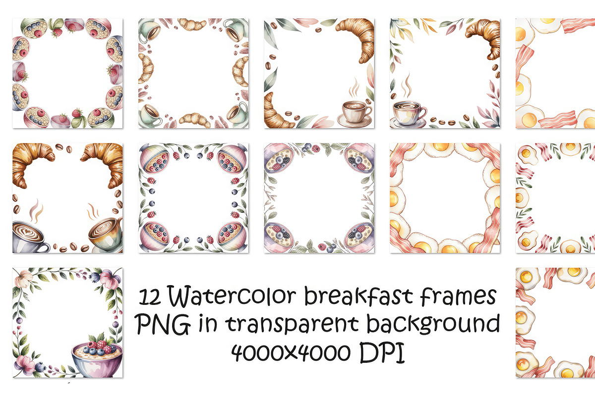Hand drawn watercolor style breakfas, a Background Graphic by SketchArtStudio (Photo 1 of 3)