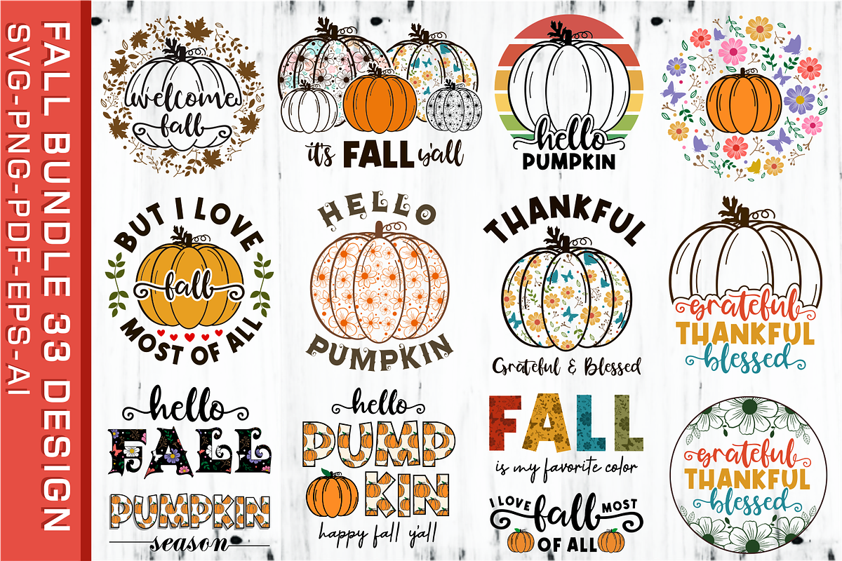 Fall SVG Bundle, Pumpkin, Autumn, a Graphic by D2PUTRI (Photo 1 of 34)