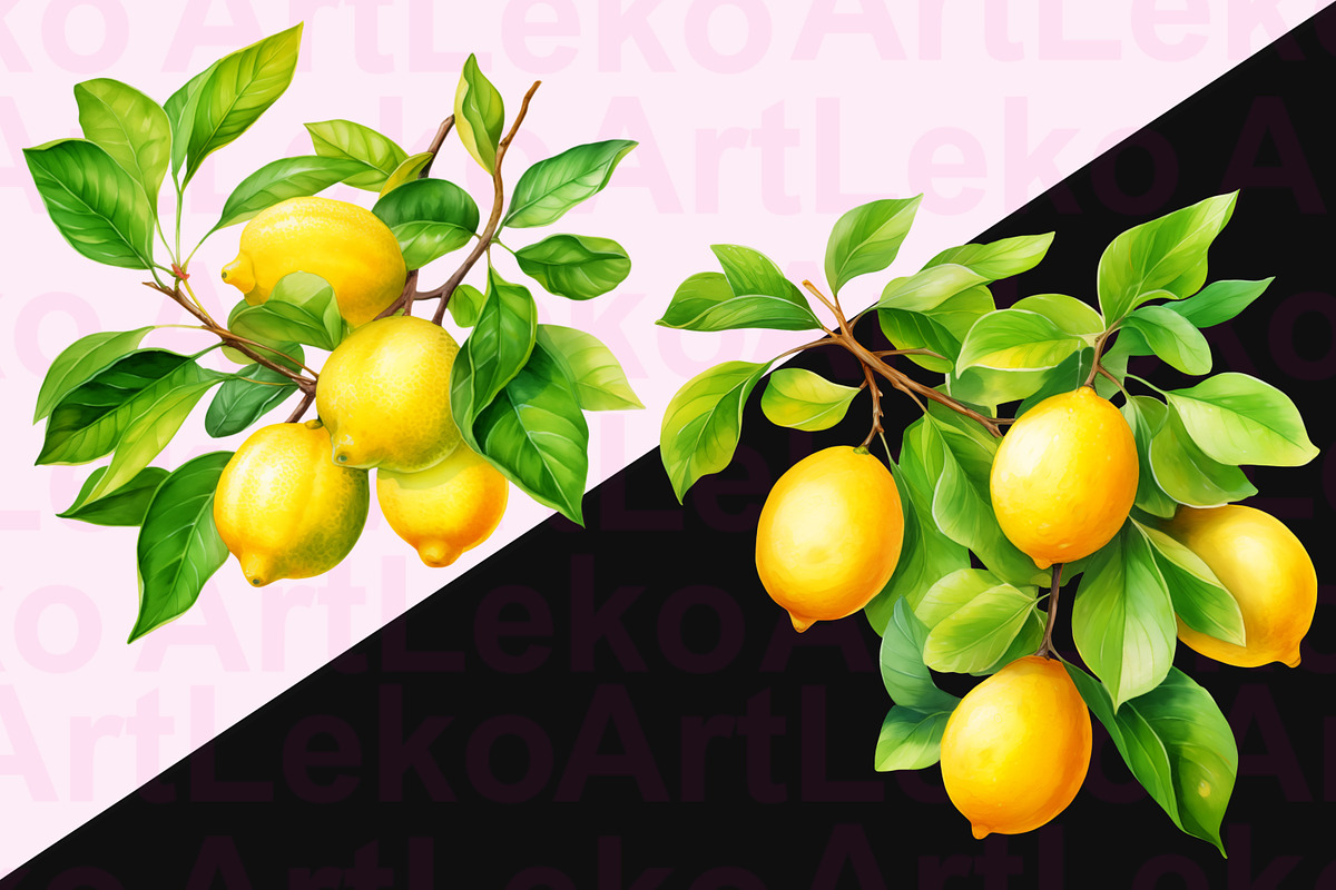 Lemons Watercolor Clipart, a Food Illustration by LekoArt (Photo 8 of 10)