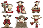 Funny Western Cows Clipart, an Illustration by Craft Nest (Thumbnail 6 of 8)