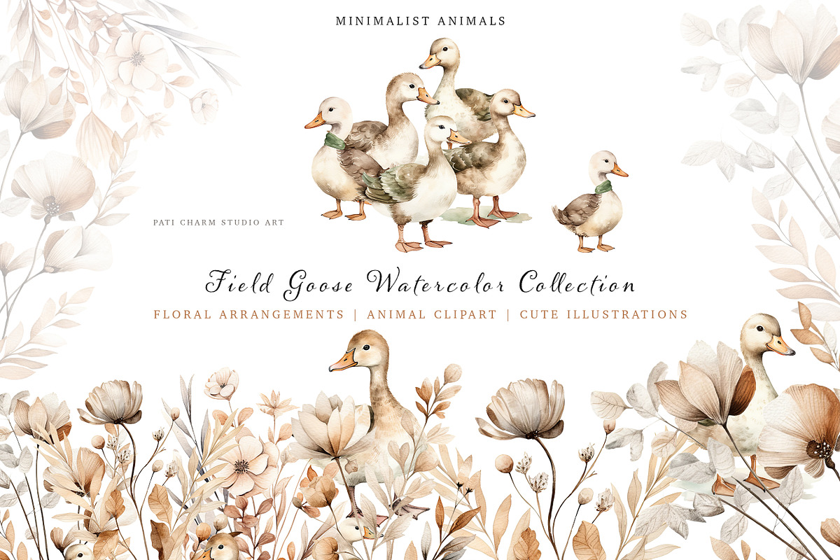 Watercolor Field Goose Collection, an Animal Illustration by Pati Paints (Photo 1 of 12)