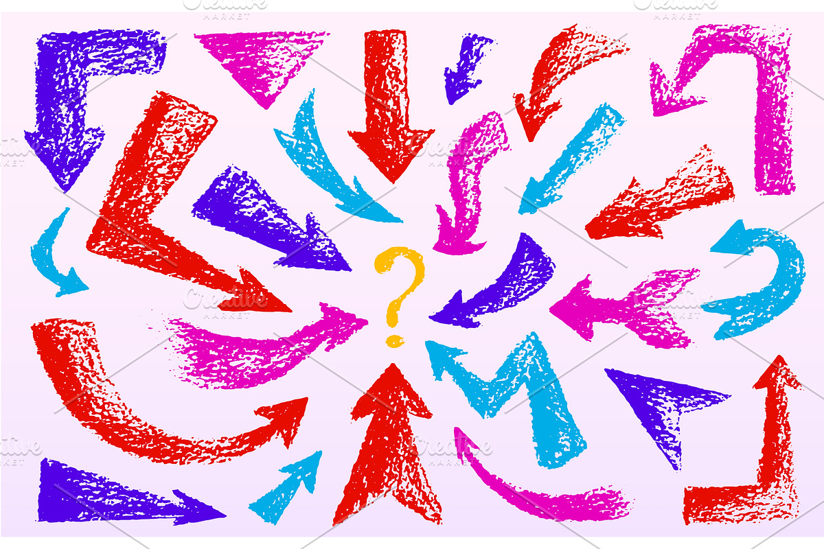Color crayon arrows pointing at, an Object Illustration by art PVP - market