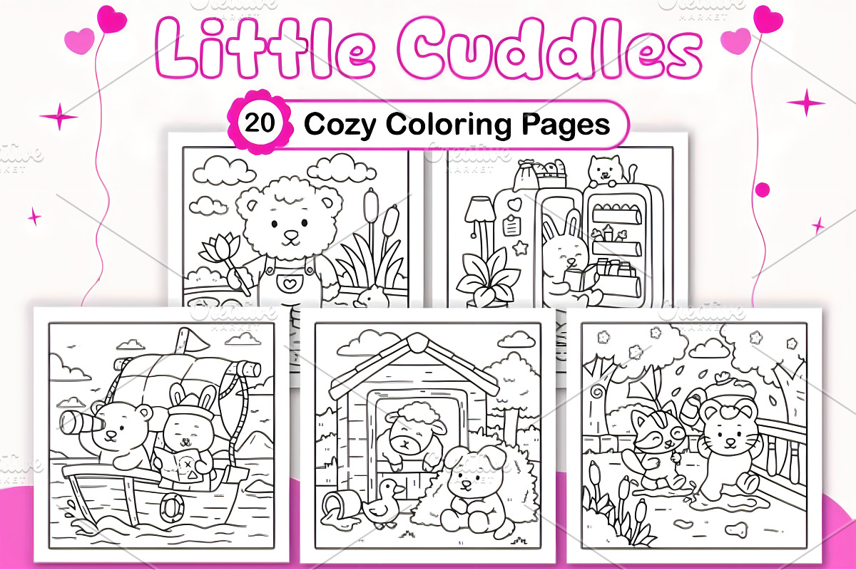 Little Cuddles Comfy Coloring Pages, a Decorative Illustration by Design Station (Photo 1 of 4)