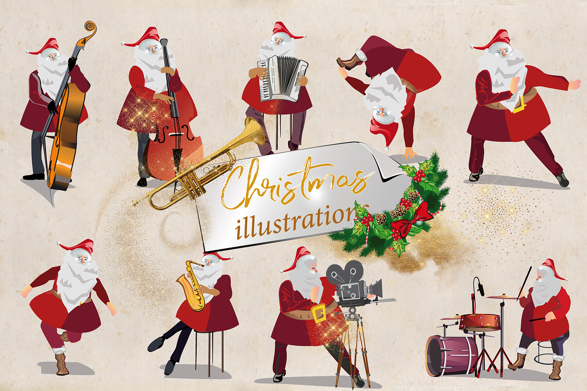 Christmas set with Santa., a Decorative Illustration by Laifalight (Photo 1 of 12)