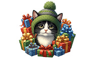 CATS CHRISTMAS CLIPART, an Object Graphic by Pixxel_Studio (Thumbnail 2 of 5)