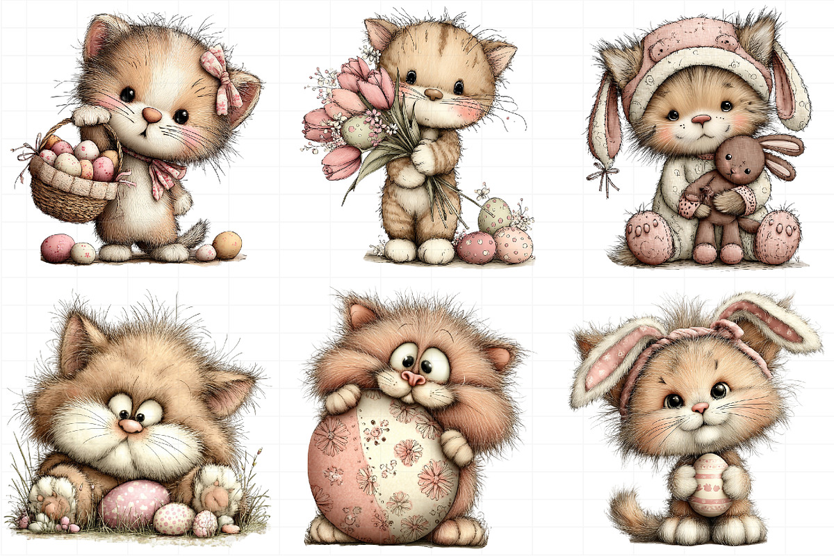 Whimsical Easter Cats Clipart, an Illustration by Daily.Designs (Photo 6 of 8)