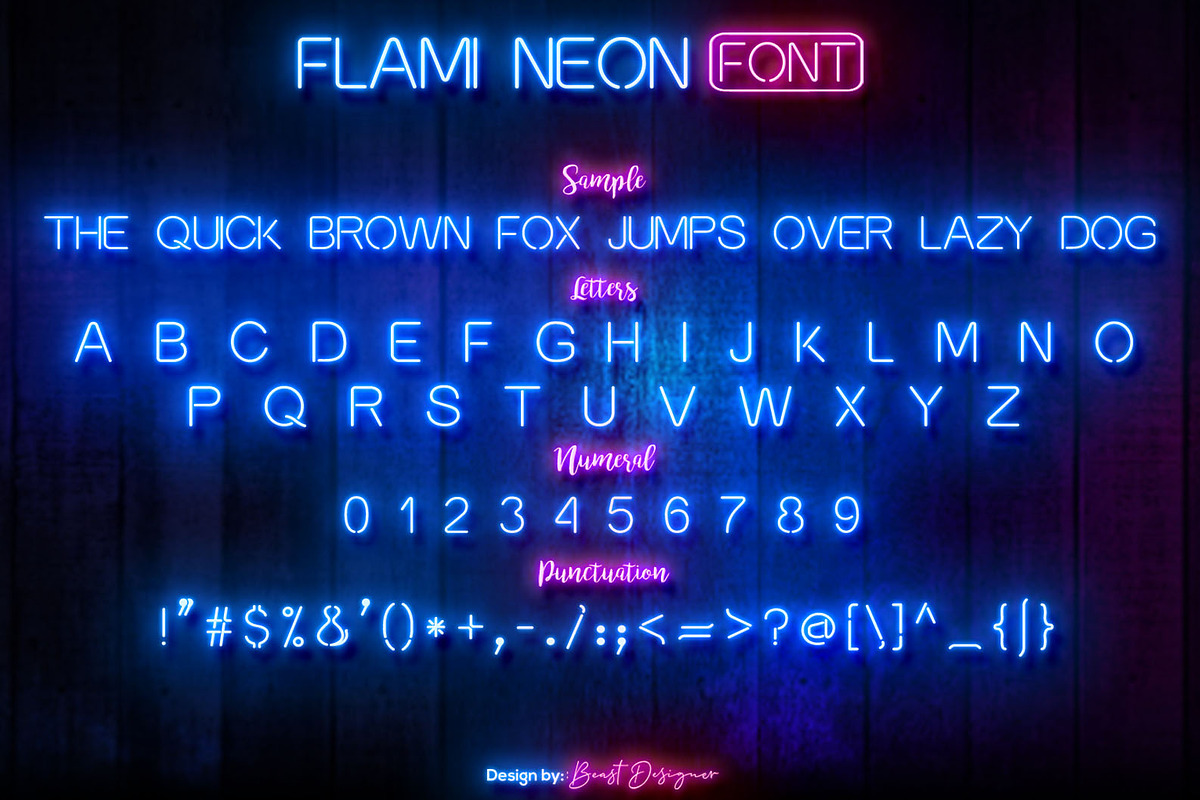 Flami Neon, a Font by Beast Designer (Photo 2 of 2)