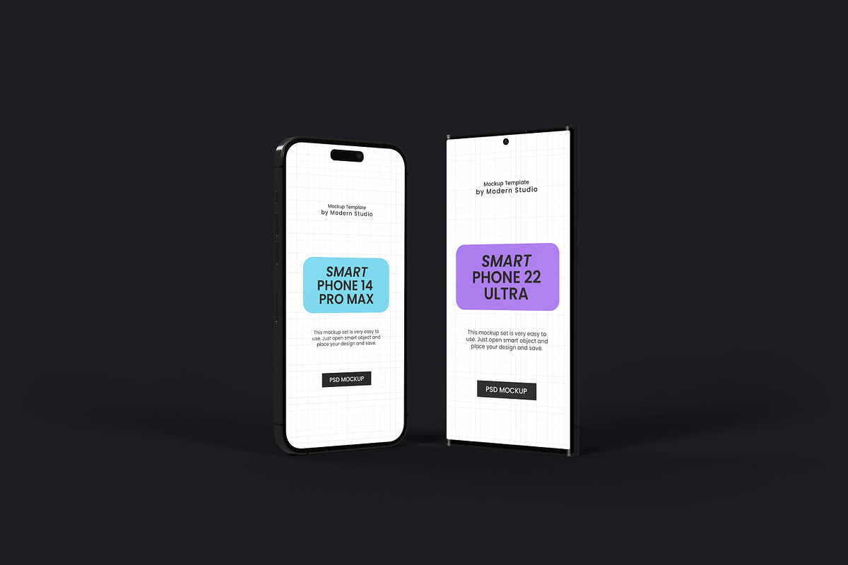 iPhone 14 Pro Max & S22 Ultra Mockup, an iPhone Mockup by Modern Studio (Photo 9 of 20)