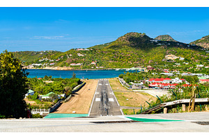 The short runway of Gustaf III Airport in Saint Barthelemy, a Transportation Photo by Leonid Andronov