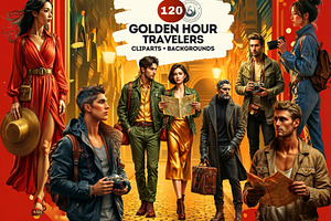 Golden Hour Travelers characters, a Decorative Illustration by ThatsDesignArt