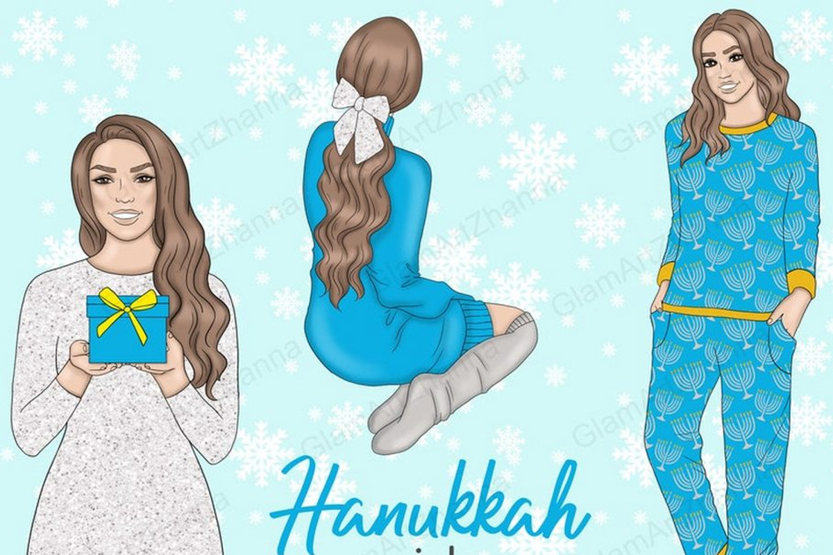 Hanukkah Girls Clipart, a Person Illustration by GlamArtZhanna (Photo 1 of 4)