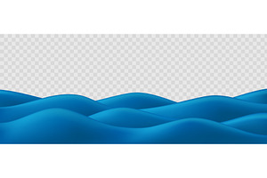 3d sea wave cartoon blue ocean, an Illustration by winwin.art