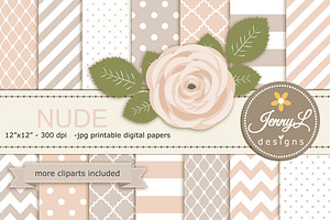 Nude Cream Digital Paper, a Pattern Graphic by JennyL Designs