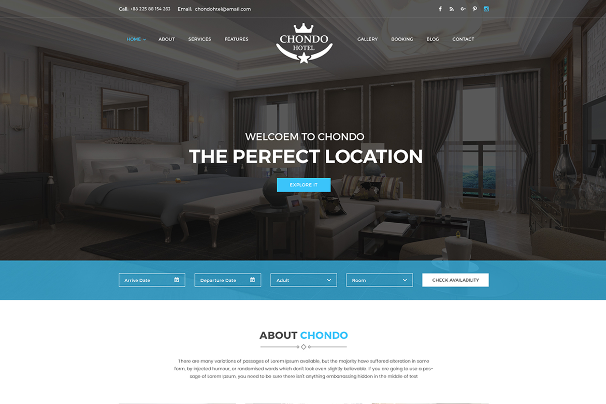 Chondo Resort & Hotel Template, a Bootstrap Template by HasThemes (Photo 1 of 2)