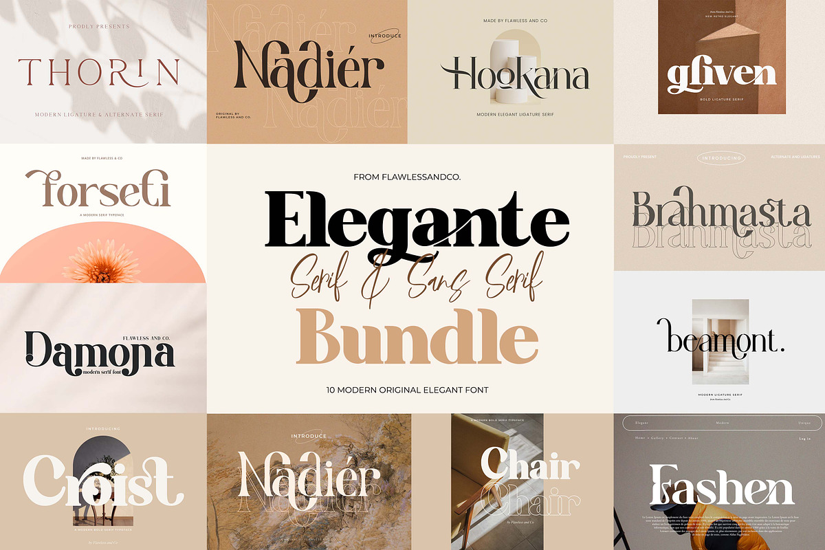 Elegante Serif & Sans Serif Bundle, a Sans Serif Font by Flawless And Co (Photo 1 of 10)