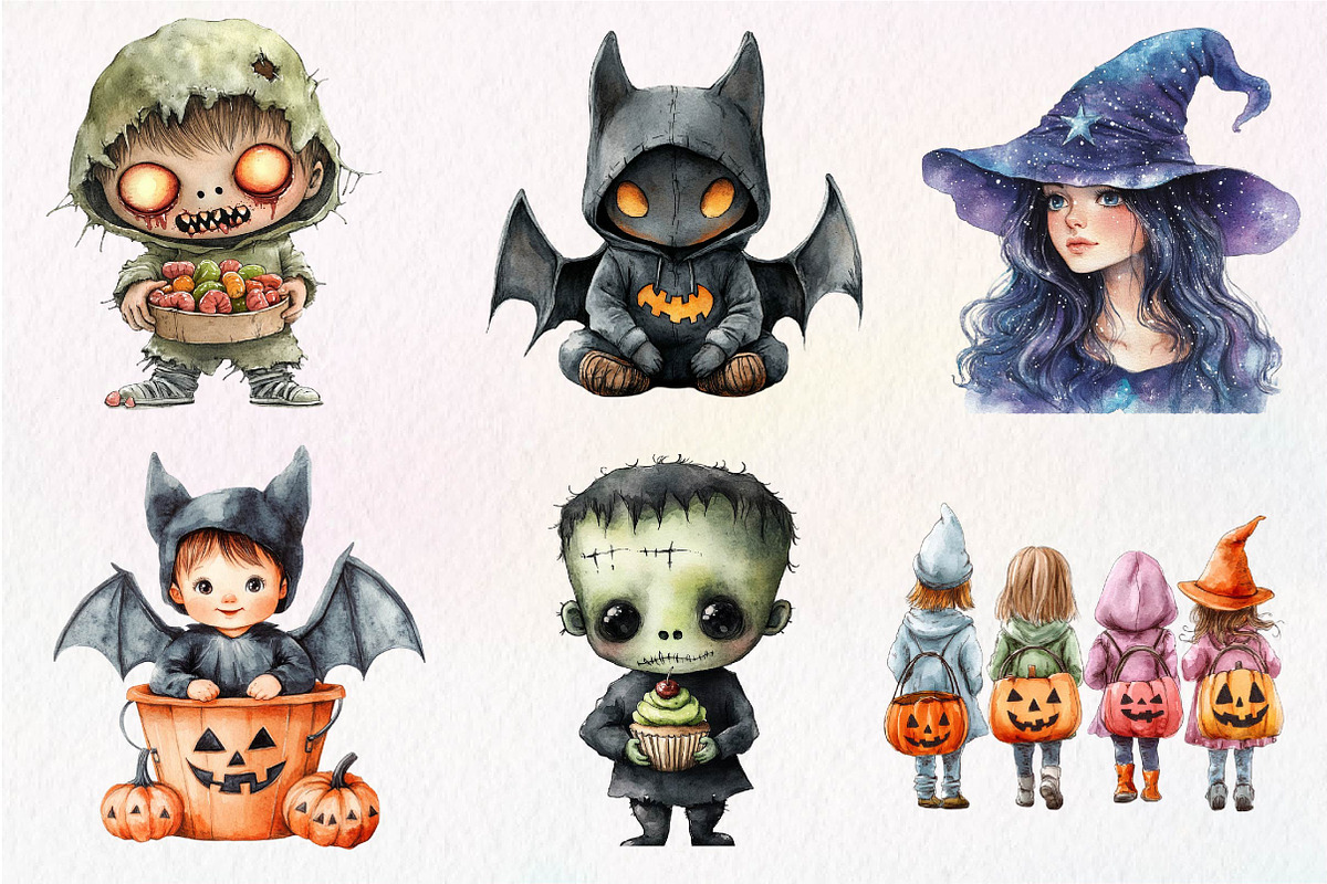 Kid Halloween Sublimation Clipart, an Illustration by Dream Creation (Photo 6 of 7)