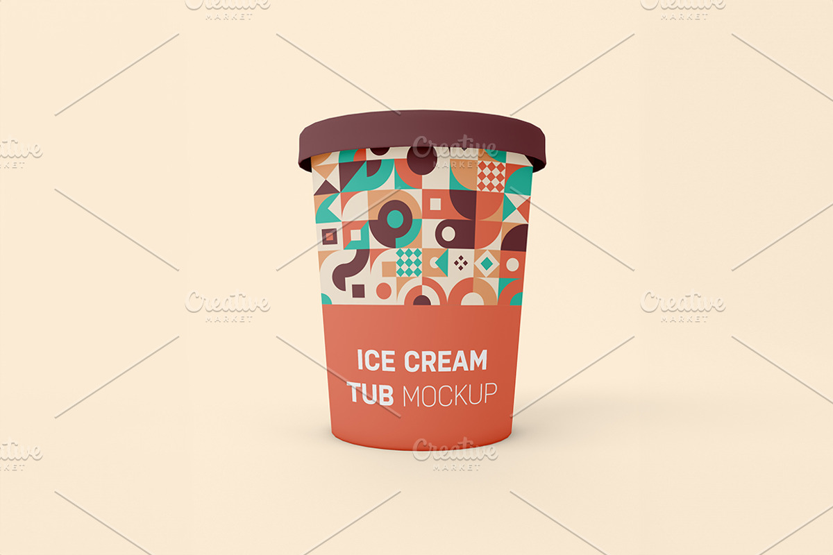 Ice Cream Tub Mockup, a Packaging Mockup by Qaleb Studio (Photo 1 of 3)