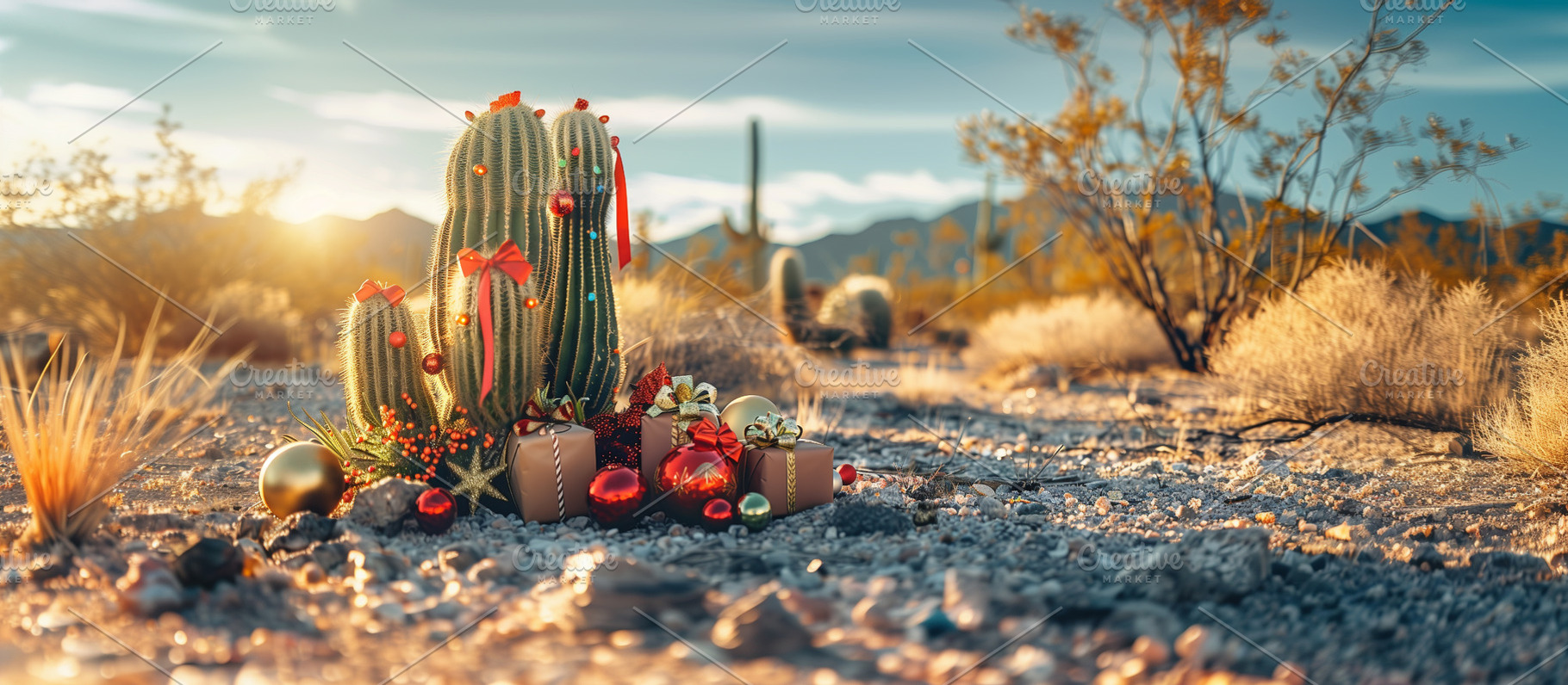 Christmas Decorated Desert Cactus, a Holiday Photo by Andy Dean Photography