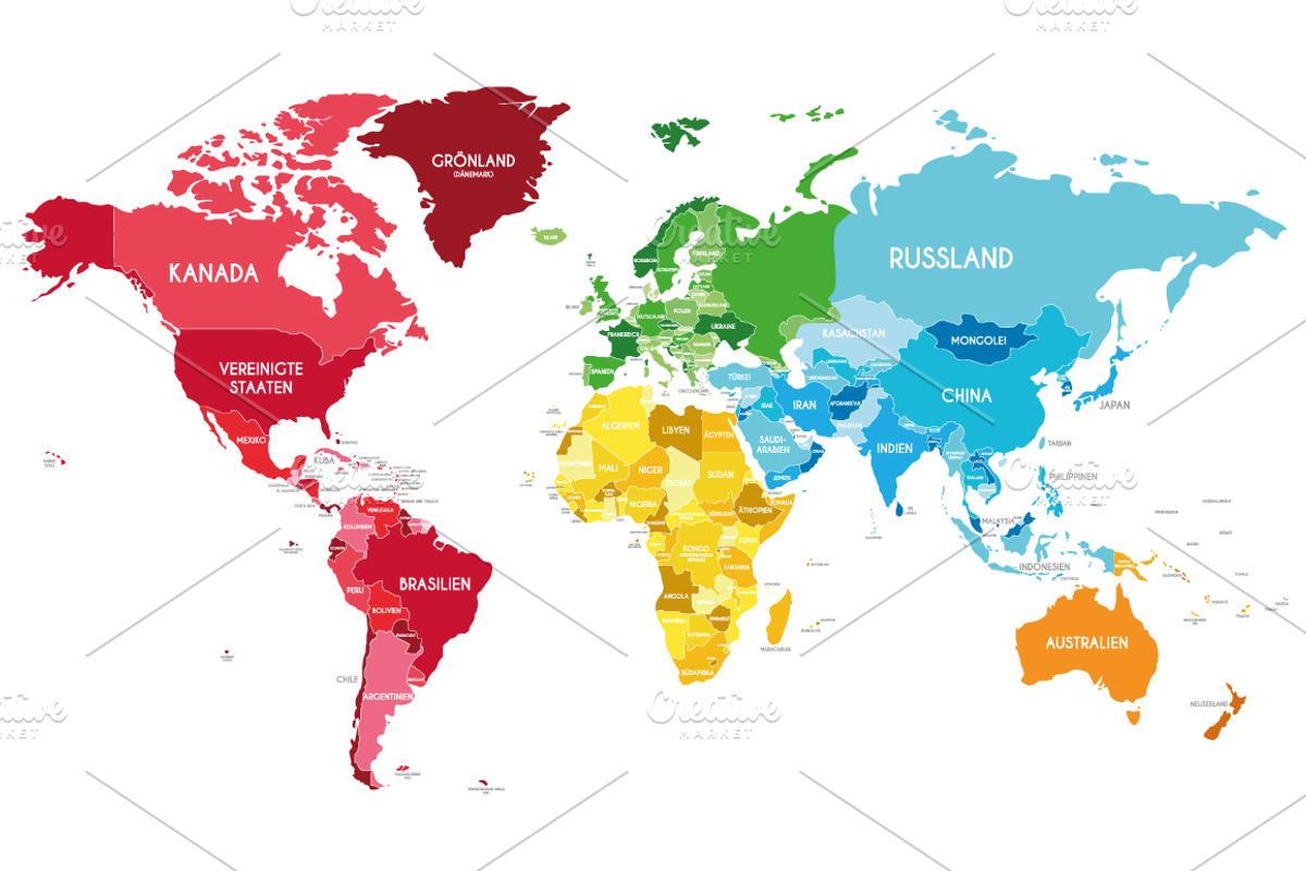 8x Colorful World Maps by Continents, an Education Illustration by asantosg (Photo 4 of 8)