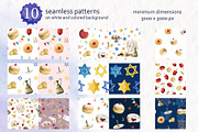Hanukkah Jewish Watercolor Clipart, a Seasonal Illustration by Elena Malgina Clipart (Thumbnail 7 of 11)