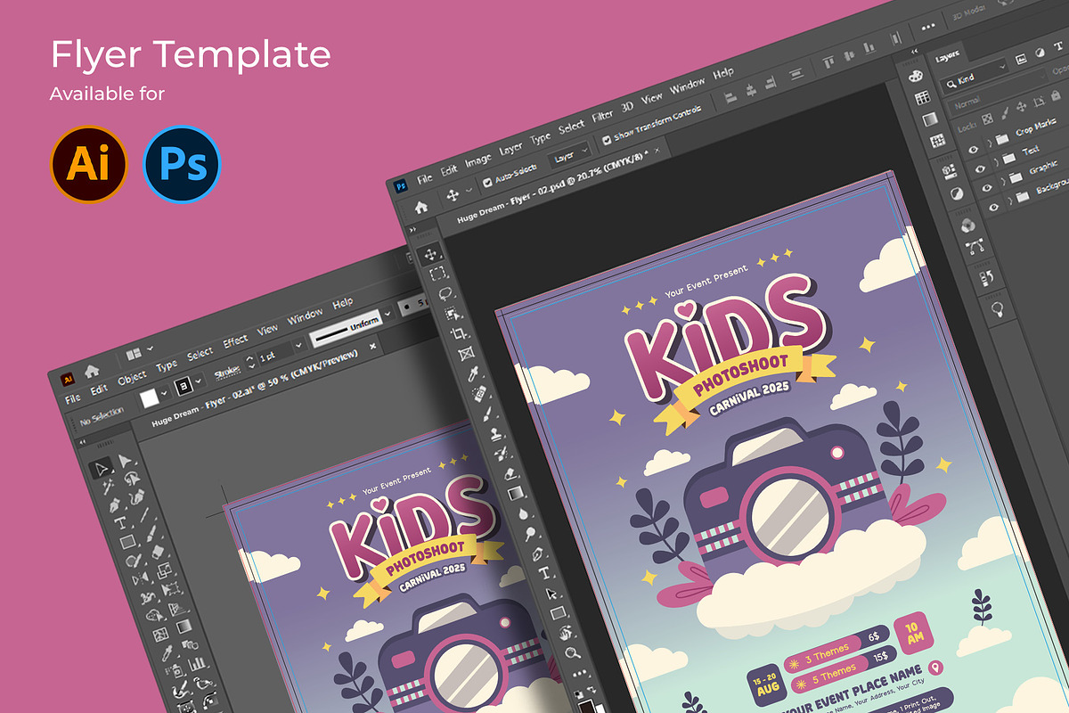 Playful Kids Photoshoot Flyer, a Flyer Template by Huge Dream Studio (Photo 4 of 5)