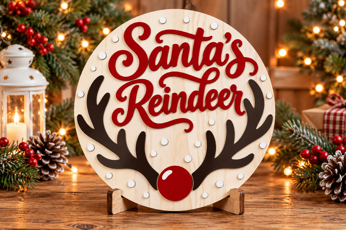 Christmas Santa’s Reindeer Laser Cut, a Seasonal Illustration by Canvas Craft (Photo 3 of 4)