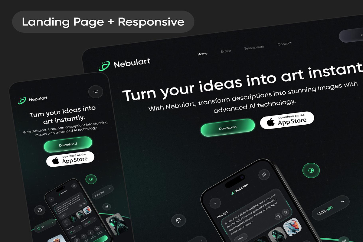 Nebulart - AI Art Generator App, an UI Kit Template by Creative Perspective (Photo 8 of 8)
