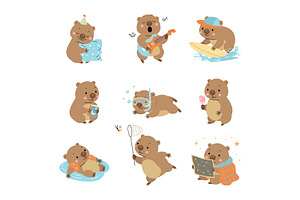 Cartoon wombat. Funny wombats in, an Animal Illustration by Valerie Bodnar