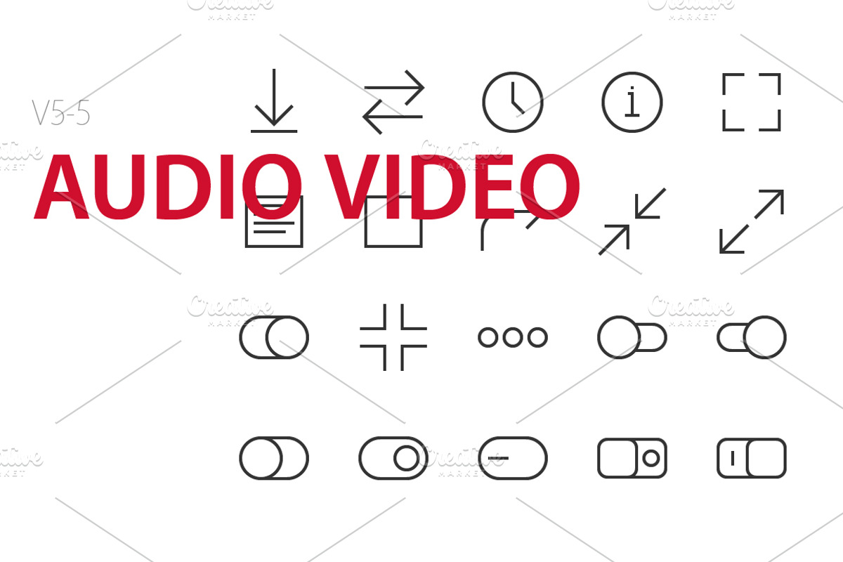 100 Audio Video UI icons, an Outline Icon by Palau
