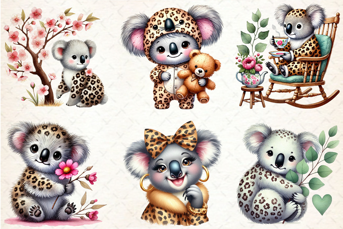 Koala Clipart, Leopard Koala Clipart, a Seasonal Illustration by Rose Art (Photo 3 of 4)