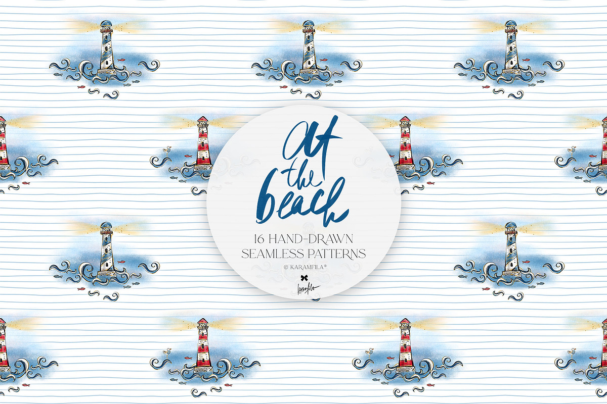 Vintage Beach Nautical Patterns, a Pattern Graphic by KaramfilaS (Photo 5 of 19)