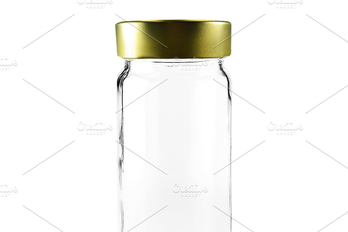 Clear Glass Jar with Gold Metal Lid, a Packaging Mockup by Professional Assets (Photo 3 of 5)